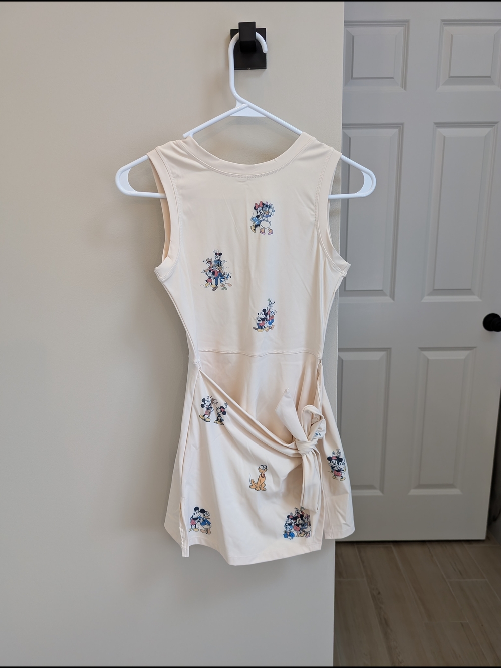 Cream Sleeveless Dress with Cartoon Print